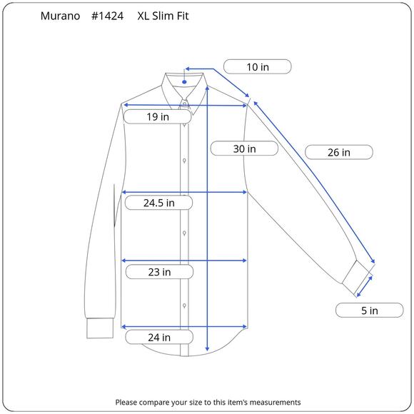 Murano Shirt Men's XL Slim Fit Button Up Oxford Black Blue Geometric Cotton - Picture 10 of 10